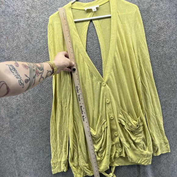 Pilcro And The Letterpress Cardigan Sweater Womens Medium Green Open Back Tie - Picture 3 of 11